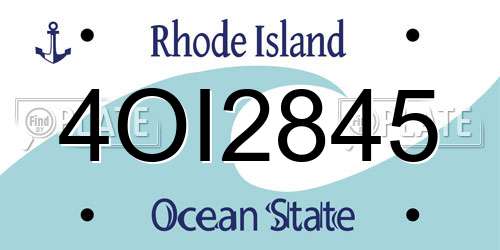 4OI2845 Rhode Island License Plate