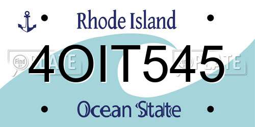 4OIT545 Rhode Island License Plate