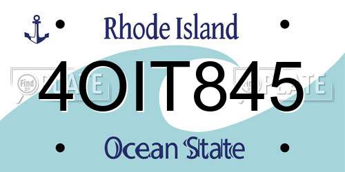 4OIT845 Rhode Island License Plate