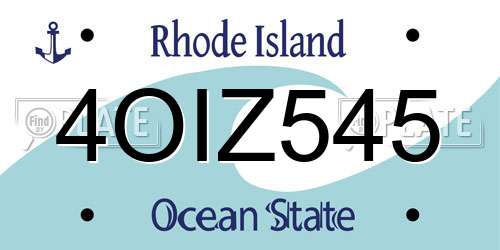 4OIZ545 Rhode Island License Plate