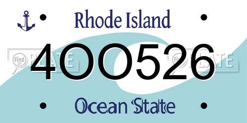 4OO526 Rhode Island License Plate
