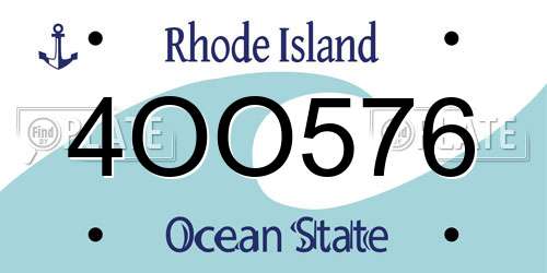 4OO576 Rhode Island License Plate
