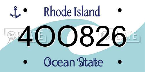 4OO826 Rhode Island License Plate
