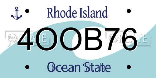 4OOB76 Rhode Island License Plate