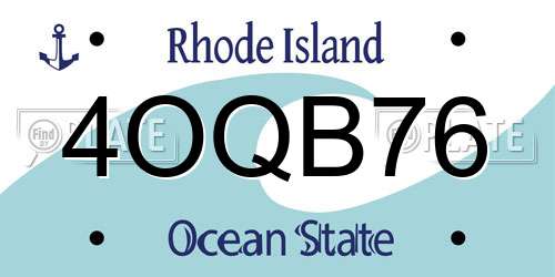 4OQB76 Rhode Island License Plate