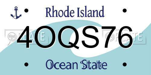 4OQS76 Rhode Island License Plate