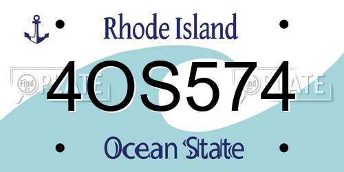 4OS574 Rhode Island License Plate