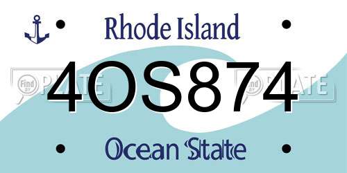 4OS874 Rhode Island License Plate