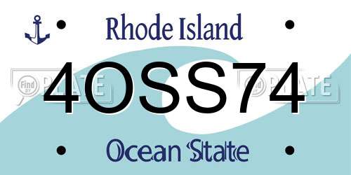 4OSS74 Rhode Island License Plate