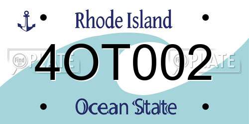4OT002 Rhode Island License Plate