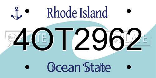 4OT2962 Rhode Island License Plate