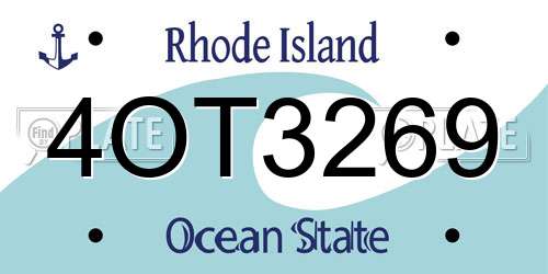4OT3269 Rhode Island License Plate