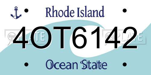 4OT6142 Rhode Island License Plate