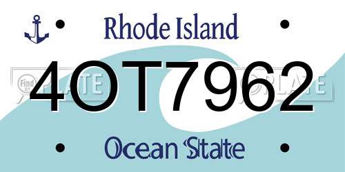 4OT7962 Rhode Island License Plate