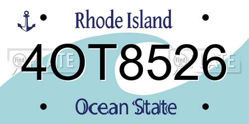 4OT8526 Rhode Island License Plate