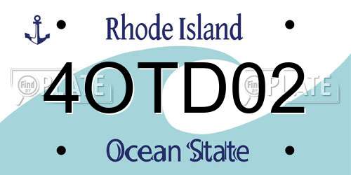 4OTD02 Rhode Island License Plate