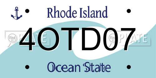 4OTD07 Rhode Island License Plate