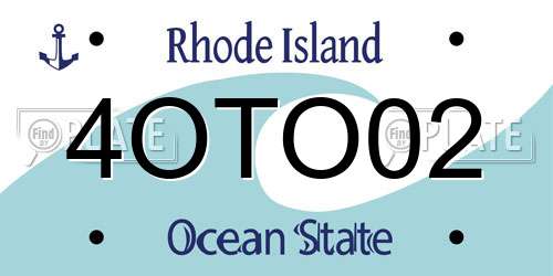 4OTO02 Rhode Island License Plate