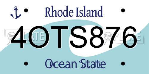 4OTS876 Rhode Island License Plate