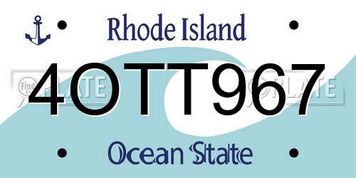 4OTT967 Rhode Island License Plate