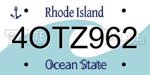 4OTZ962 Rhode Island License Plate