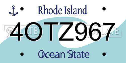 4OTZ967 Rhode Island License Plate