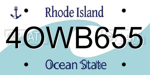4OWB655 Rhode Island License Plate