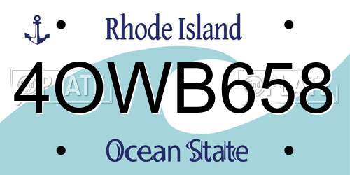4OWB658 Rhode Island License Plate