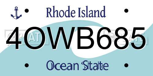 4OWB685 Rhode Island License Plate