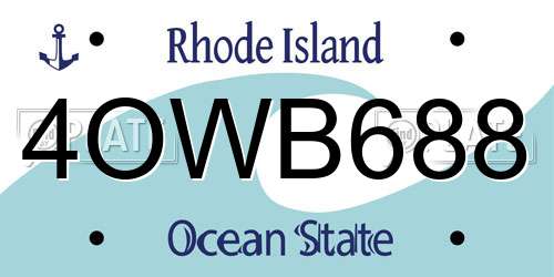 4OWB688 Rhode Island License Plate