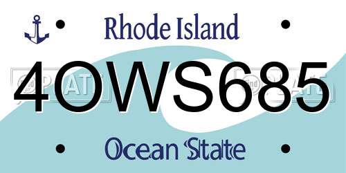 4OWS685 Rhode Island License Plate