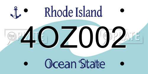 4OZ002 Rhode Island License Plate