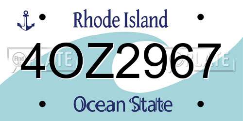 4OZ2967 Rhode Island License Plate