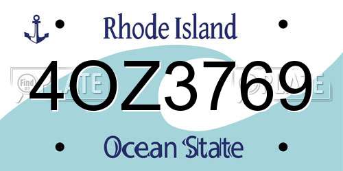 4OZ3769 Rhode Island License Plate