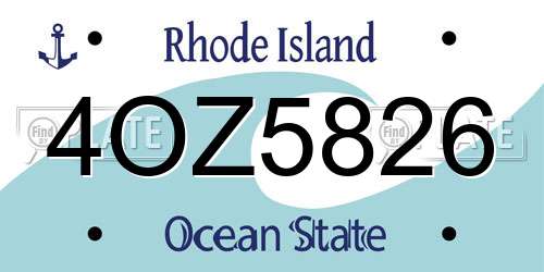 4OZ5826 Rhode Island License Plate