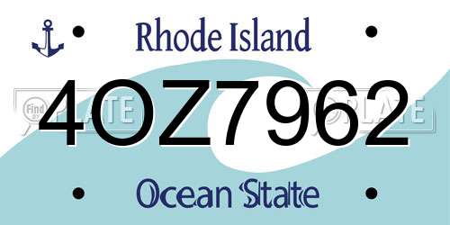 4OZ7962 Rhode Island License Plate