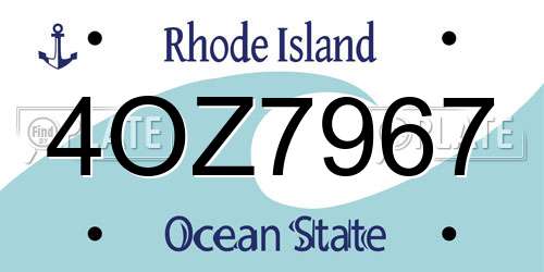 4OZ7967 Rhode Island License Plate