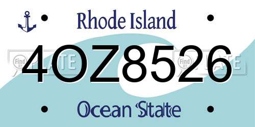 4OZ8526 Rhode Island License Plate