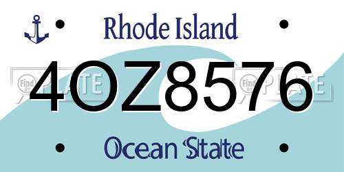 4OZ8576 Rhode Island License Plate