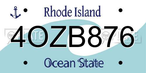 4OZB876 Rhode Island License Plate