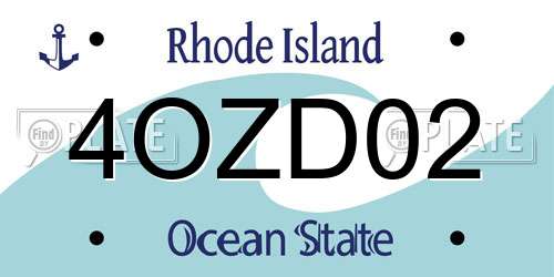 4OZD02 Rhode Island License Plate