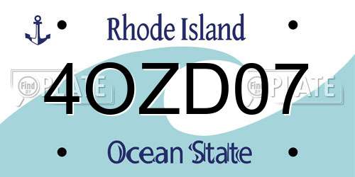 4OZD07 Rhode Island License Plate