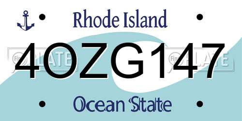 4OZG147 Rhode Island License Plate