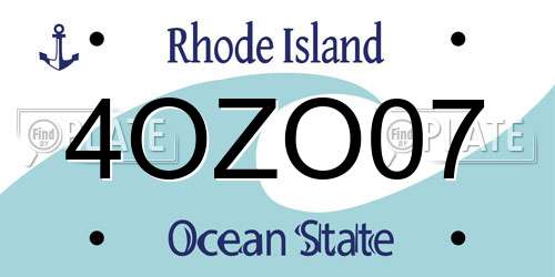 4OZO07 Rhode Island License Plate
