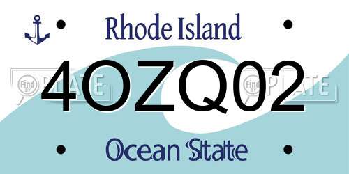4OZQ02 Rhode Island License Plate