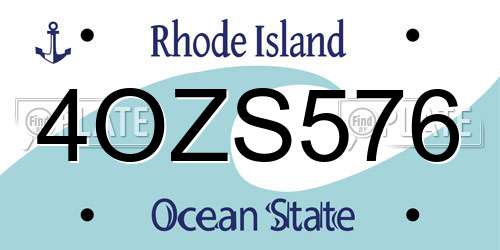 4OZS576 Rhode Island License Plate