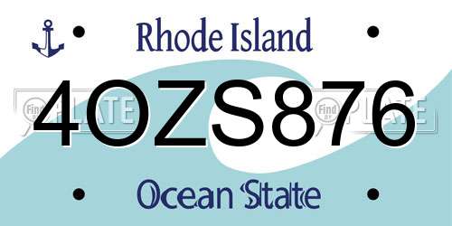 4OZS876 Rhode Island License Plate