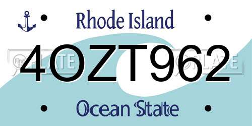 4OZT962 Rhode Island License Plate