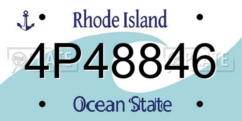 4P48846 Rhode Island License Plate