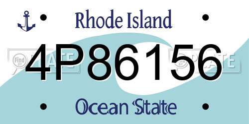 4P86156 Rhode Island License Plate